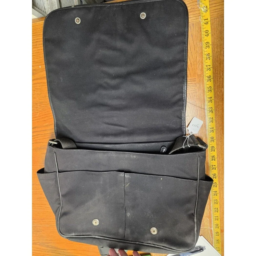 Coach Black Nylon Leather Trim Computer Messenger Tote Laptop Crossbody 6437 B